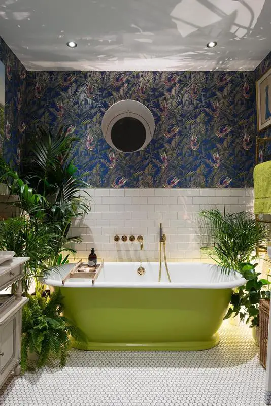 White Subway Tile in Tropical Setting