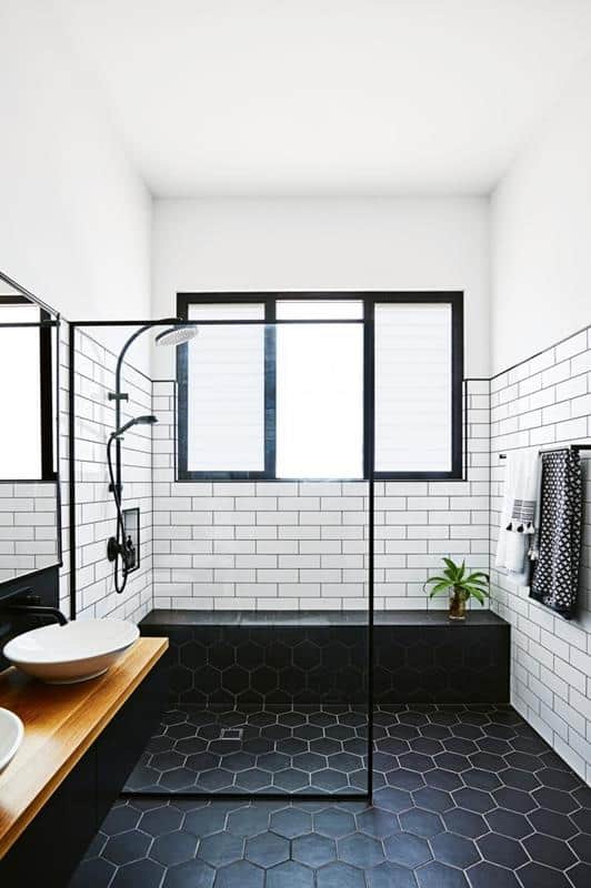 White and Black Subway Tile