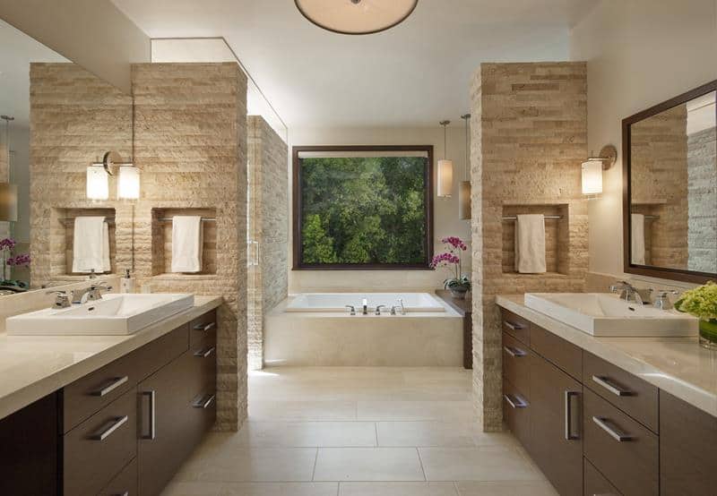30+ Beautiful Brown Bathroom Design Ideas - Home Awakening