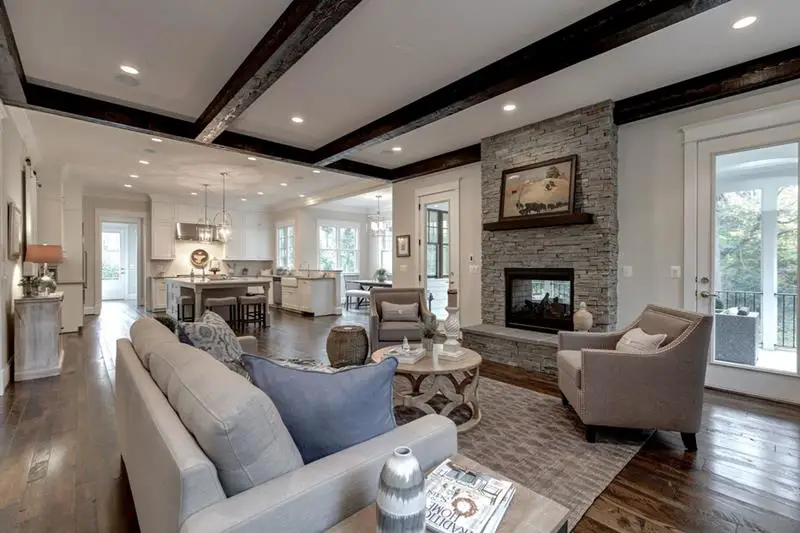 Hardwood Floor and Stacked Stone