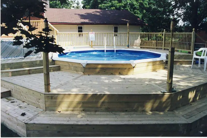 Nice Multi Level Deck Designs With Above Ground Pool in Living room