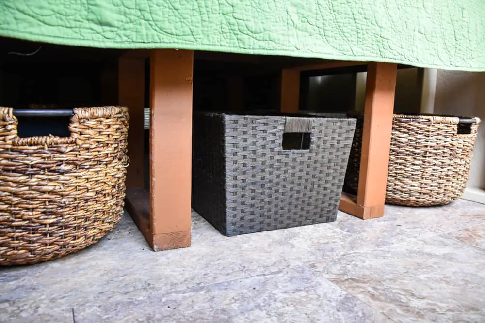 three wicker baskets