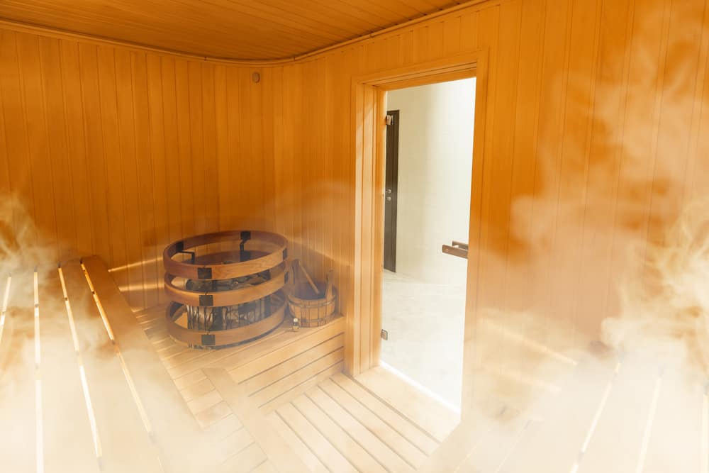 wooden finnish sauna